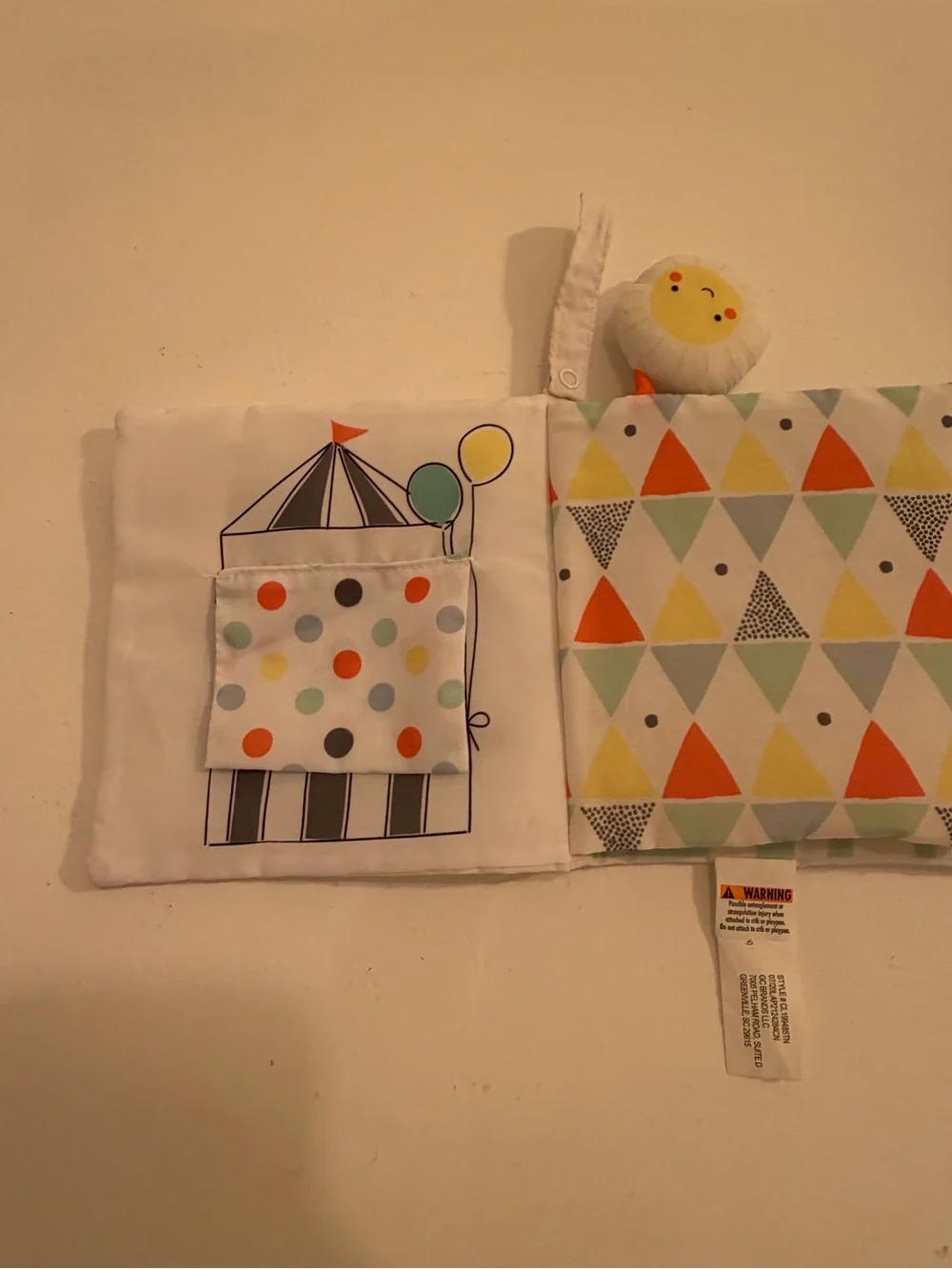 cloud island Triangle & Dot Activity Bib in Orange, Yellow, Mint, Gray, White